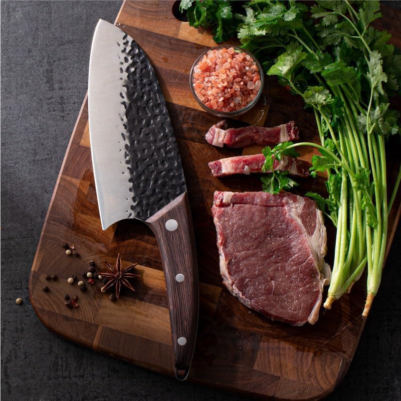 Meat Cleaver,Cleaver Knife Forged Kitchen Chef Knife High Carbon Cald Stainless Steel Meat Vegetables Slicing Chinese Butcher Cleaver Knife