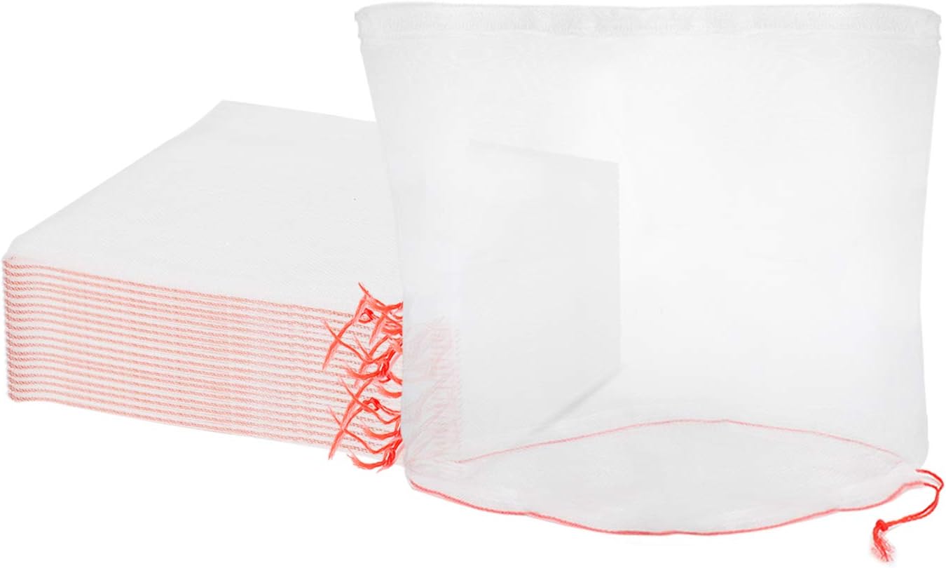 ENPOINT Fruit Netting Bags, 25pcs 8x8 in Fruit Bags Mesh for Fruit Trees with Drawstring, Fruit Protection Bag Cover for Grapes Apples Peaches Tomatoes from Pest Birds Critters