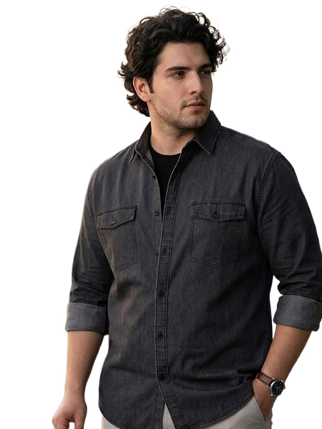 urbano plus Men's Full Sleeve Regular Fit Casual Denim Shirt-picture-47