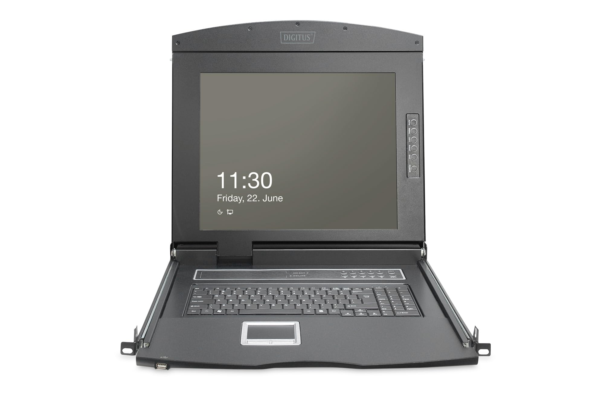 DIGITUS 19" Console KVM - FullHD - 16 Port Cat 5-Switch - US - Clavier - pour 19 Pouces Serveur et réseau - Noir