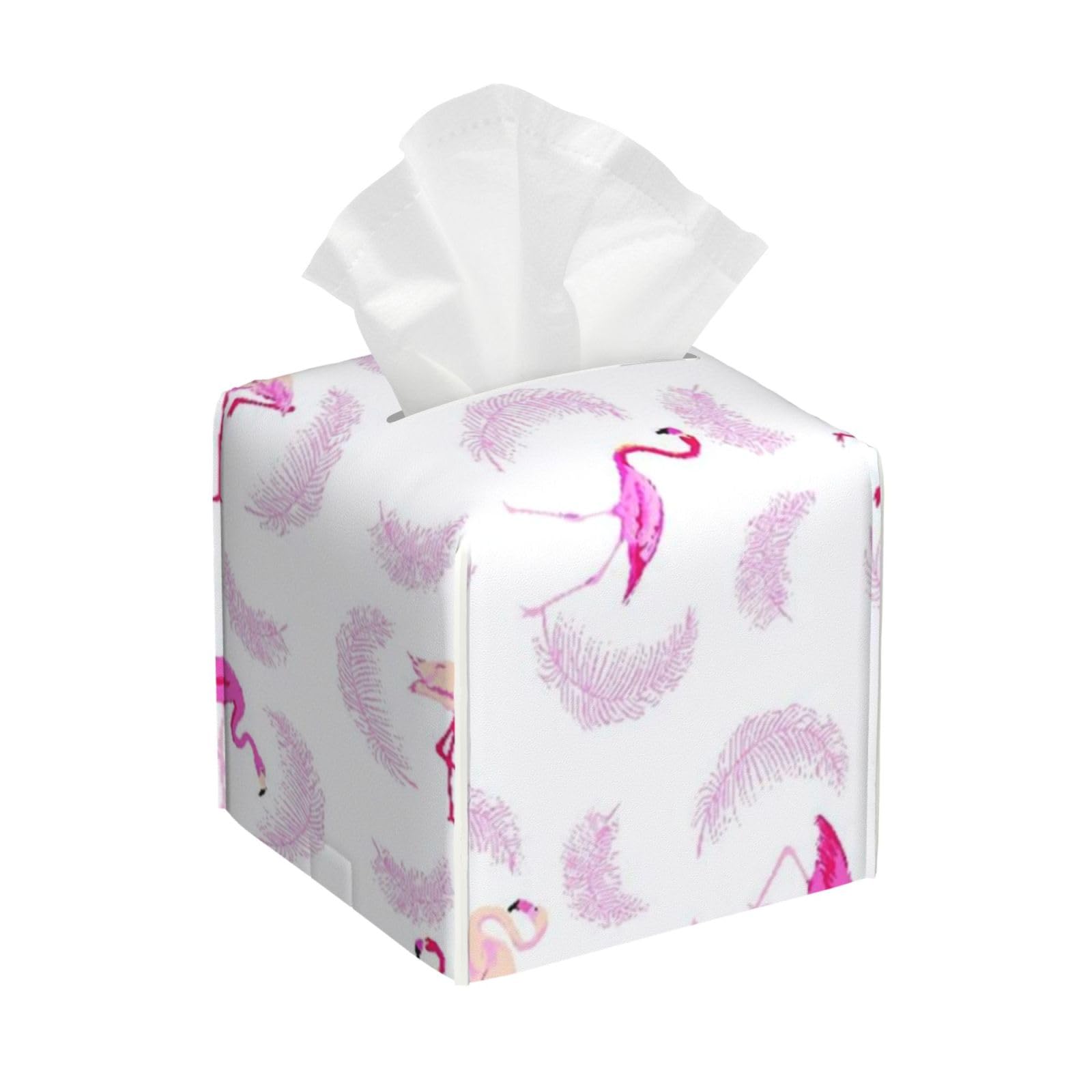 Flamingo Bird Background PVC Cube Tissue Pack for Home Office Bathroom Use