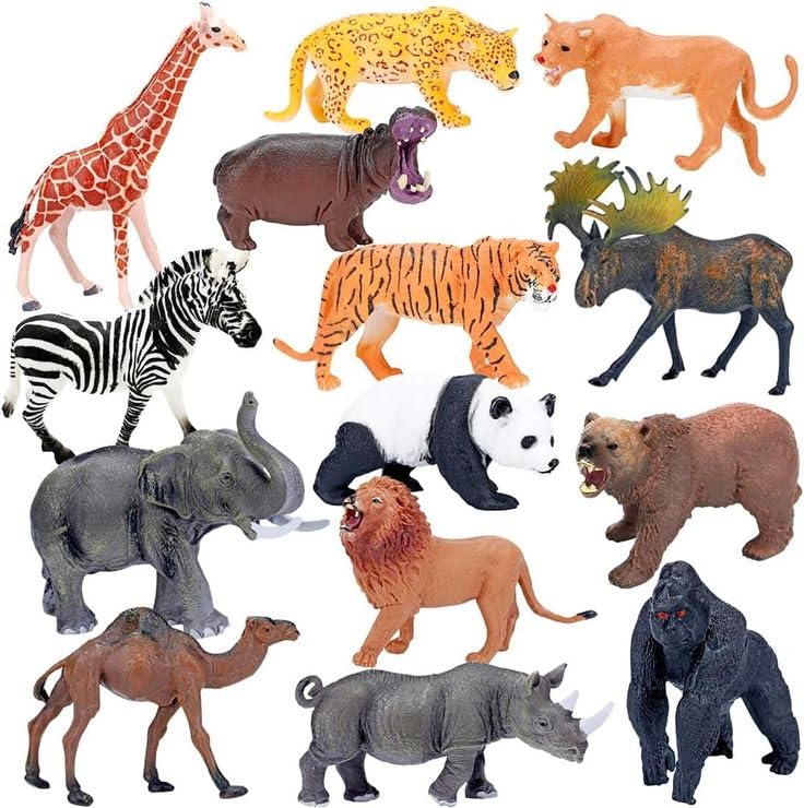 Image of Craft and Toys Animal for Kids Sets of 12PCS Wild Zoo Animals Set Animals Zebra, Lion, Tiger Jungle Safari Janwar Jurrasic World Farm