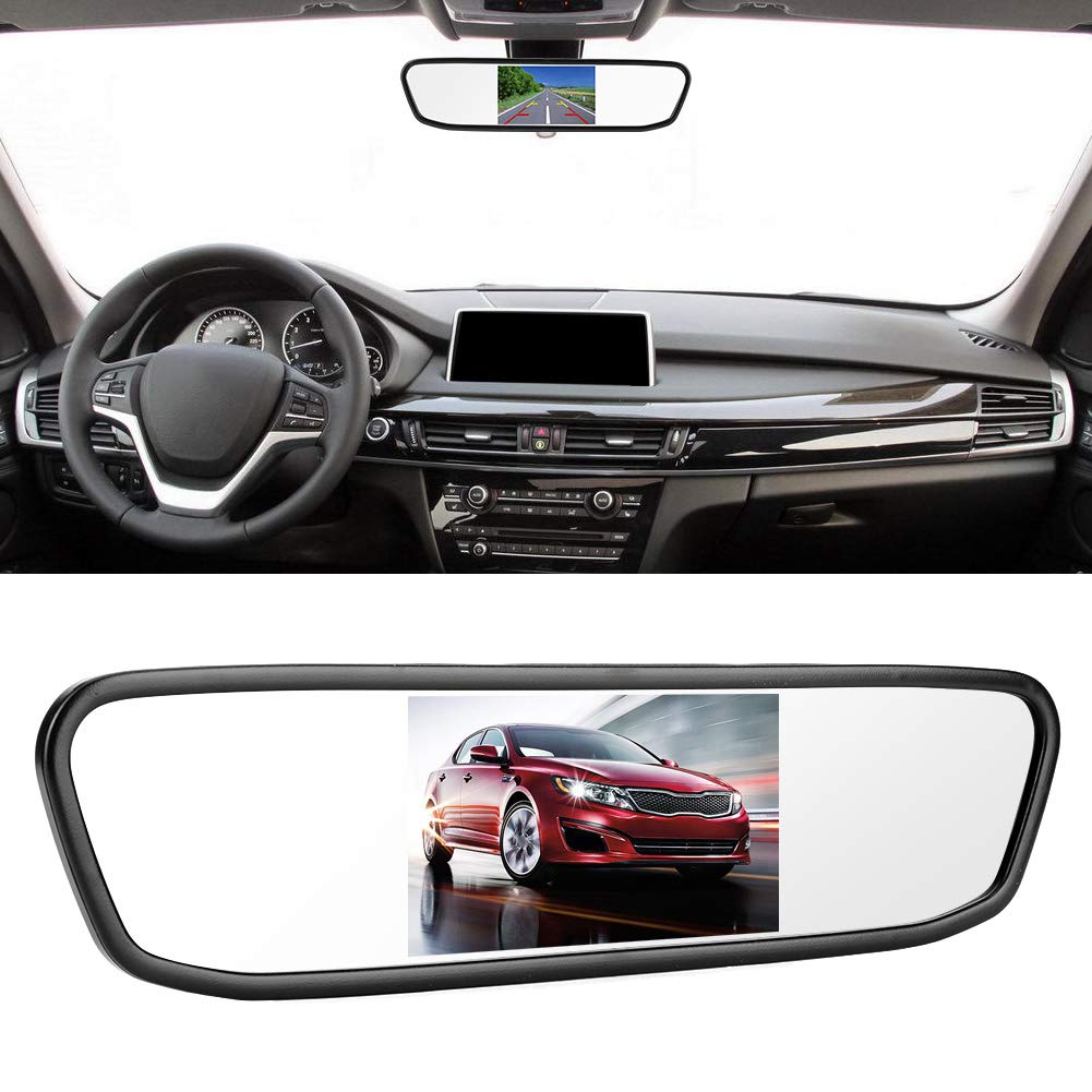 4,3-calowy Monitor HD TFT-LCD w Lusterku Wstecznym, Ekran Monitora Samochodowego 480 H X 272 V, Kamera Cofania w Lusterku Wstecznym Samochodu, 12 V, 2 Kanały Wejścia Wideo