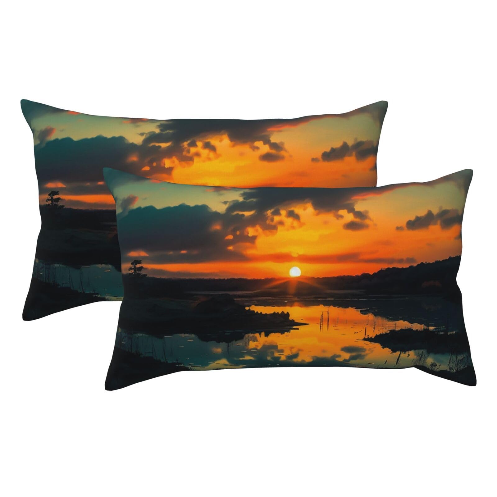 2 Pack King Pillow Cases with Hidden Zipper, Soft Breathable Pillow Covers for Hair and Skin, Sunset Dawn Pillowcases 20"x36" Bed Pillow Protectors Cover for Sleeping Gifts
