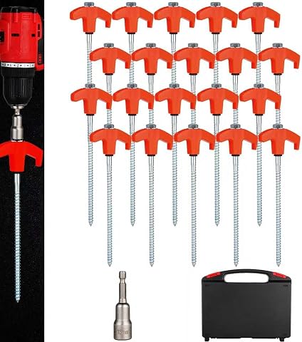 20 Pack Screw in Tent Stakes Heavy Duty,8 ’’ Ground Ancho...