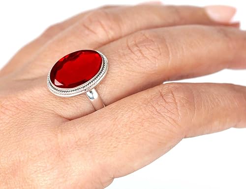 Miniatura 2 de Anillo de plata de ley 925 genuina ovalada de plata de ley 925 hecha a mano con ojo de tigre natural, estilo bohemio, con cristales y perlas