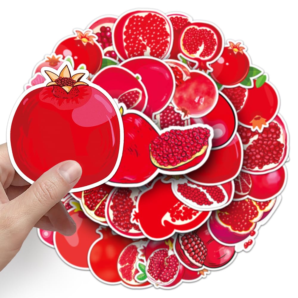 Red Pomegranate Vinyl Stickers, 50 PCS Waterproof Fruit Decals for Laptops Scrapbooking, Journals, Notebooks, Water Bottles - Image 4
