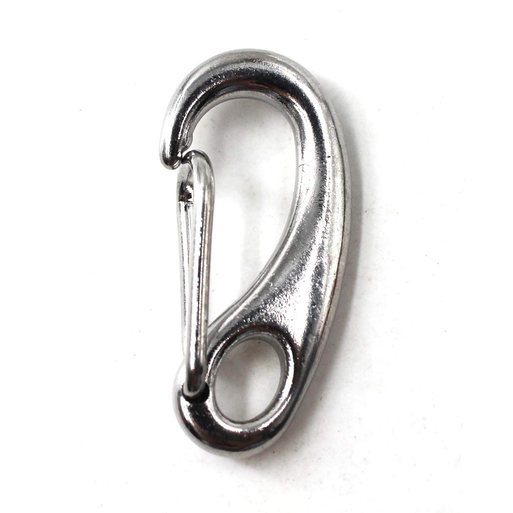 Flomore 40mm Climbing Carabiner Clip 304 Stainless Steel Spring Snap Hooks Nonlocking Keychain (Pack of 10)