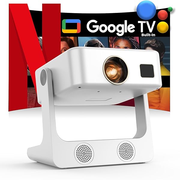 [1500 ANSI/Google Store/Voice Control] 4K Outdoor Smart Projector with WiFi6 and Bluetooth, 10,000+ Apps, Portable Proyector, Sovboi 1080P Audio Phone Movie Home [180° Stand & 300 ''Display]