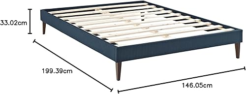 Miniatura 21 de Modway Sharon - Marco de cama de tela individual con patas cónicas cuadradas, color gris Gris,Celeste,Vinilo