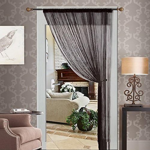 Decorative Door String Curtain Beads Wall Panel Fringe Window Room Divider Blind for Wedding Coffee House Restaurant Parts Crystal Tassel Screen Home Decoration (Black)