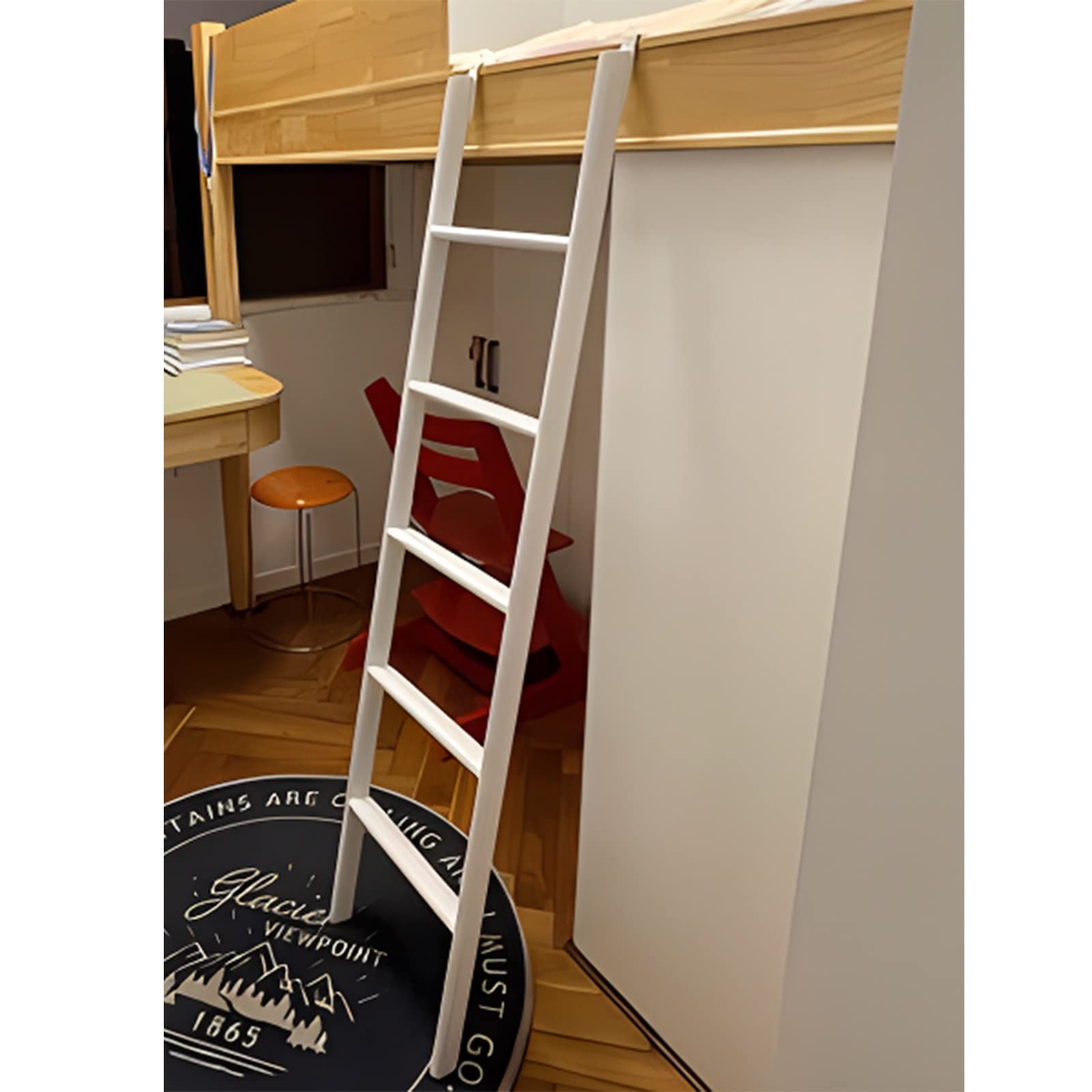 Escalera para litera blanca de 1,5 m, ideal para ganar espacio en habitaciones infantiles
