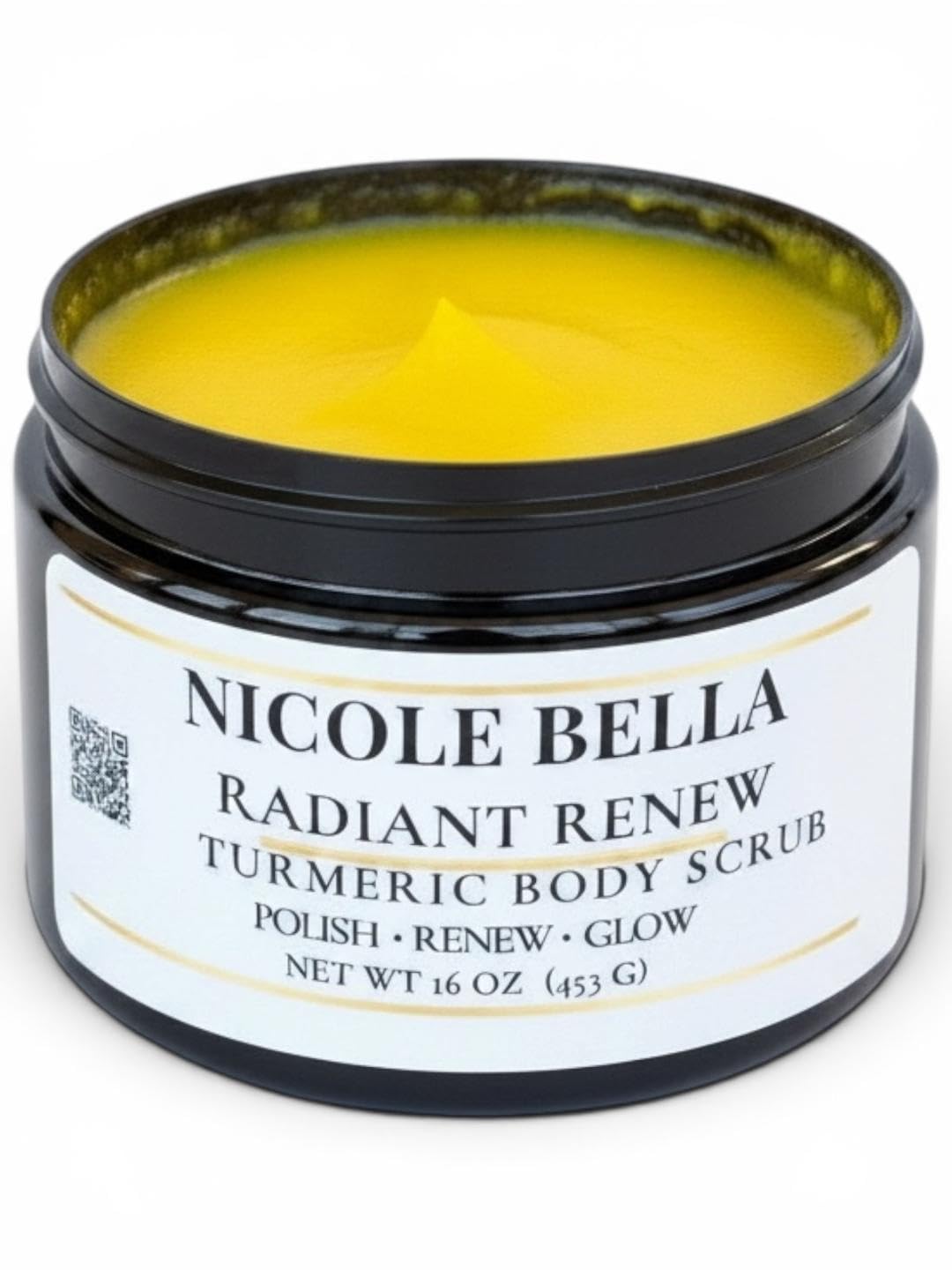 Turmeric Body Scrub- Exfoliating Sugar Scrub for Glowing Skin, Brightening & Dark Spot Care, Smooths Texture, Radiant Renew, 16 oz