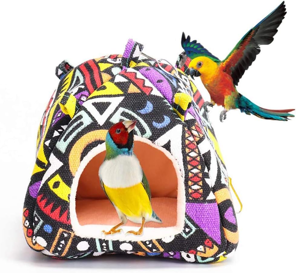 KesaPlan Winter Warm Bird Nest House Hanging Hammock Fluffy Birds Hideaway Sleeping Tent for Parakeet Cockatiel Hamster Gerbil Rat…
