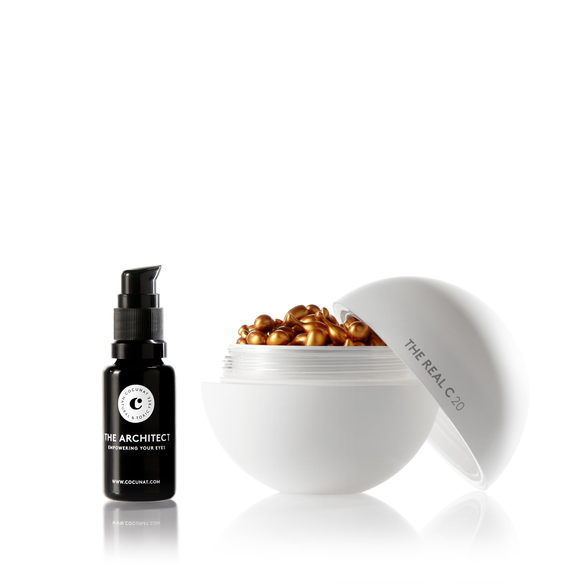 COCUNAT, The Real C + The Architect, Vitamin C Serum + Anti-Aging Eye Contour, Reduces Wrinkles and Dark Spots