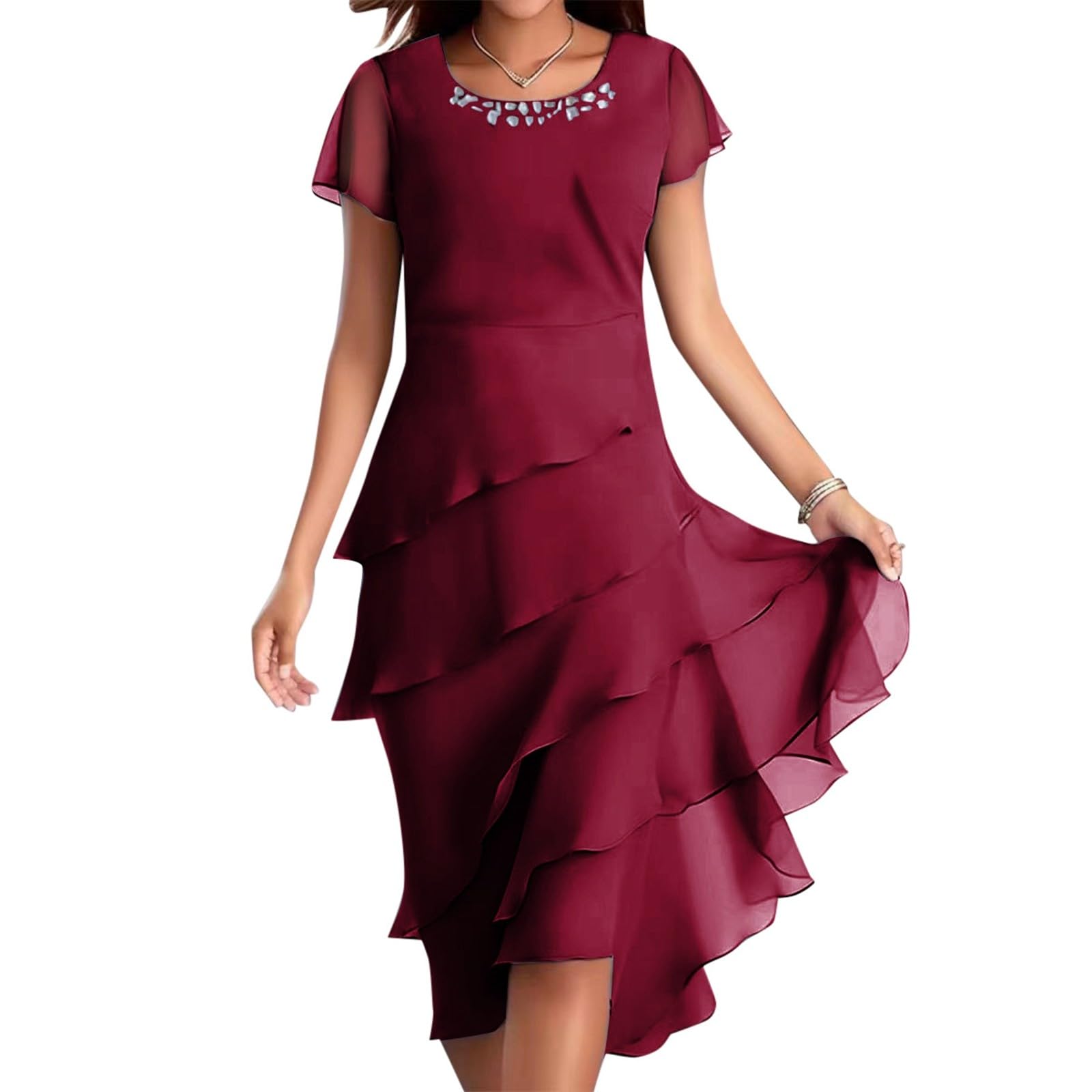 Générique Robe Longue Femme Cocktail Casual Soirée Chic Habillée Élégante Fendue Col V Manches Longues Moulante Soirée Cérémonie Mariage Nouveauté A19
