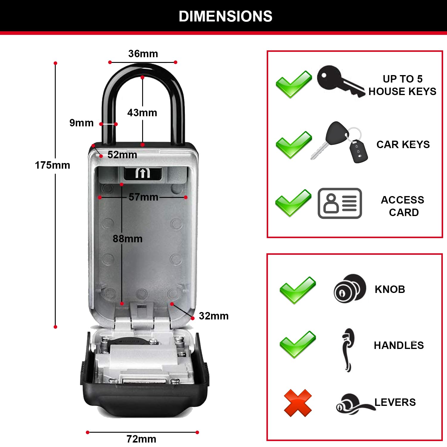 Master Lock Caja fuerte para llaves retroiluminada [Impermeable] [Con arco] [Mediana] 5424EURD - Caja de seguridad, Retroiluminada + Arco