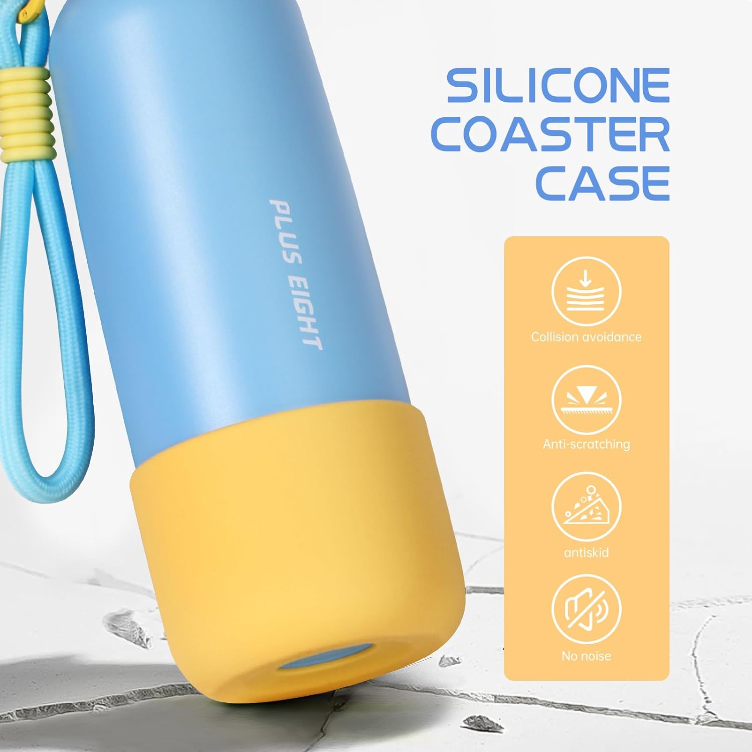 560ml/19oz Water Bottle with Straw Lid, Stainless Steel Water Bottle Wide Fluorescent Coaster for Sports, Gym or Office, BPA-Free Keep Cold 18H Hot 12H (Blue) - Image 5