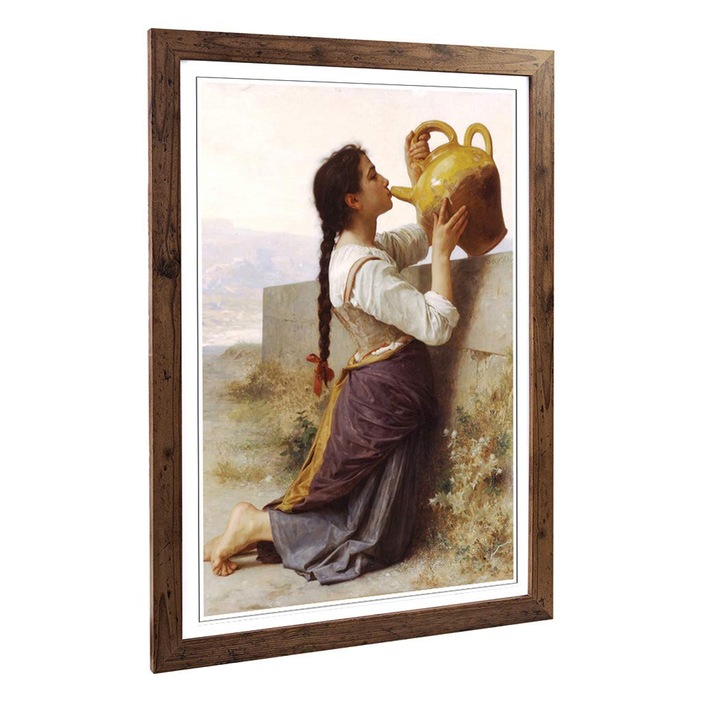 Big Box Art Framed Print of William Adolphe Bouguereau Thirst Design | Wall Art Picture | Home Decor for Kitchen, Living Room, Bedroom, Hallway, Walnut, A2 / 24.5x18 Inch / 62x45cm