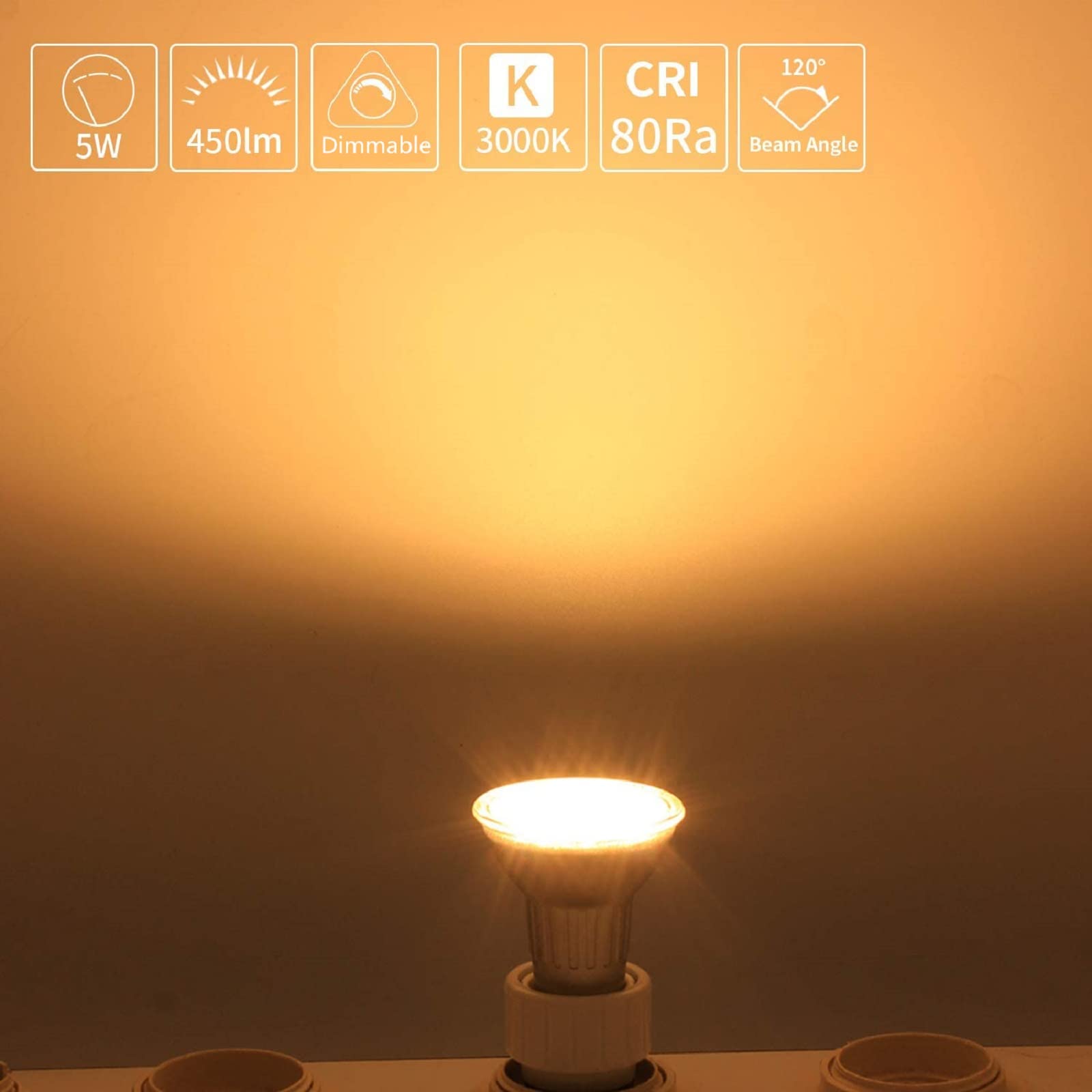 Allesgute 6X LED Einbaustrahler, Recessed, 5W, GU10, Warmweiß, 9 cm x 7-8 cm x 9 cm, Silber, Indoor, Modern, Abnehmbar, Dimmbar 0% - 100%