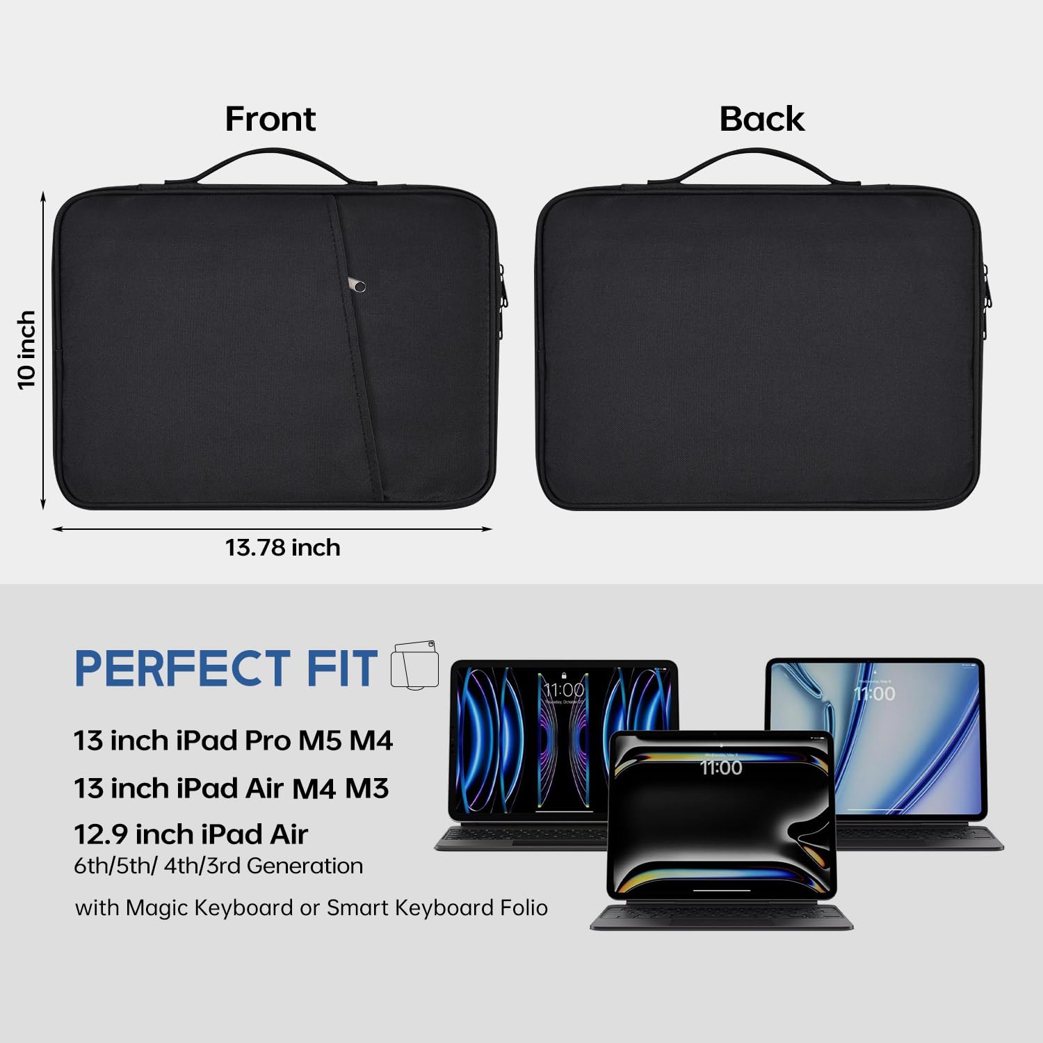 Capa para iPad Pro Air de 33 cm com bolso acessório Magic Keyboard