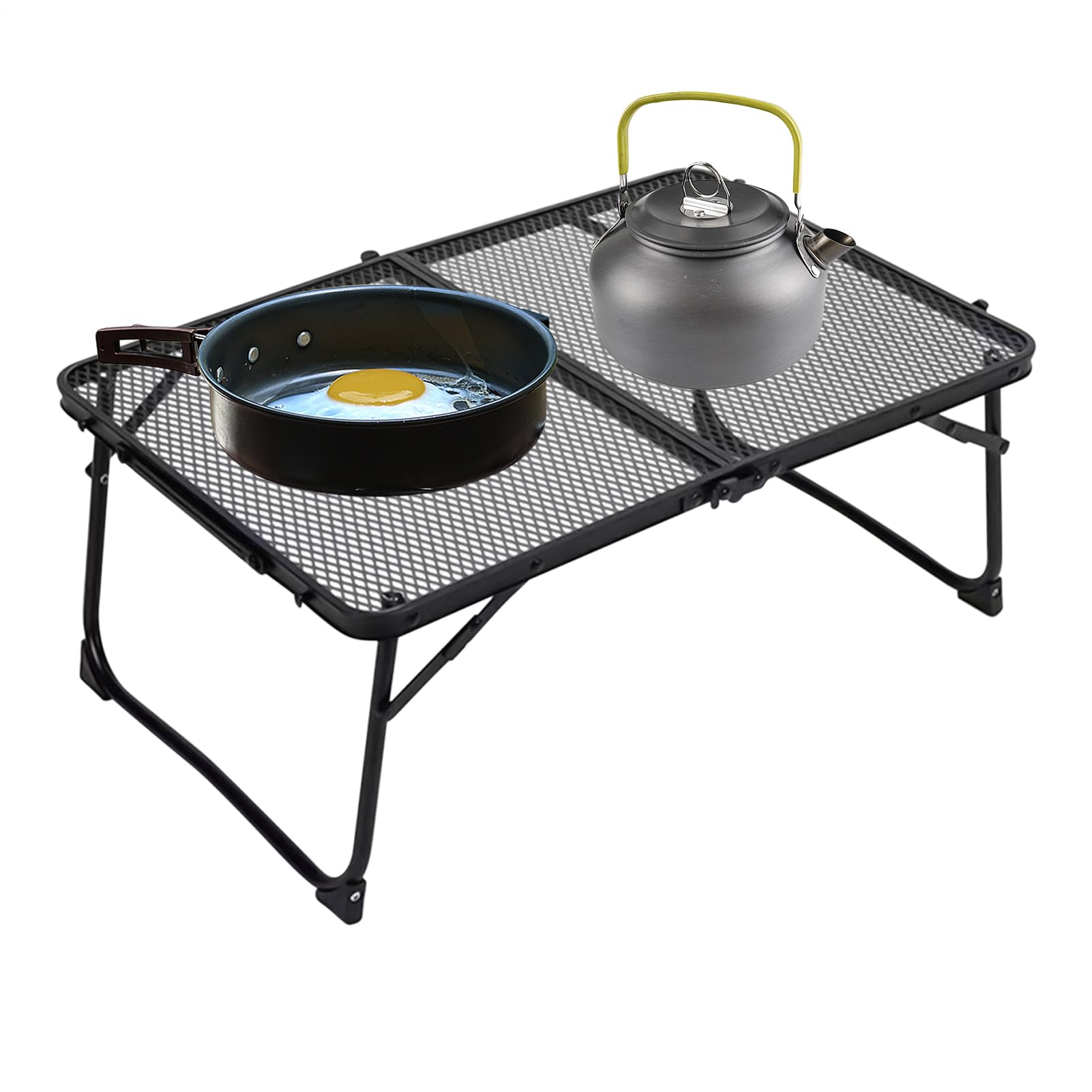 Table De Pique-Nique Pliante Portable Bureau de 60 x 40 cm avec plateau en | Table Grill En Métal pour le Camping, le Barbecue, Cuisine, Hayon, Pêche, Plage, Jardin