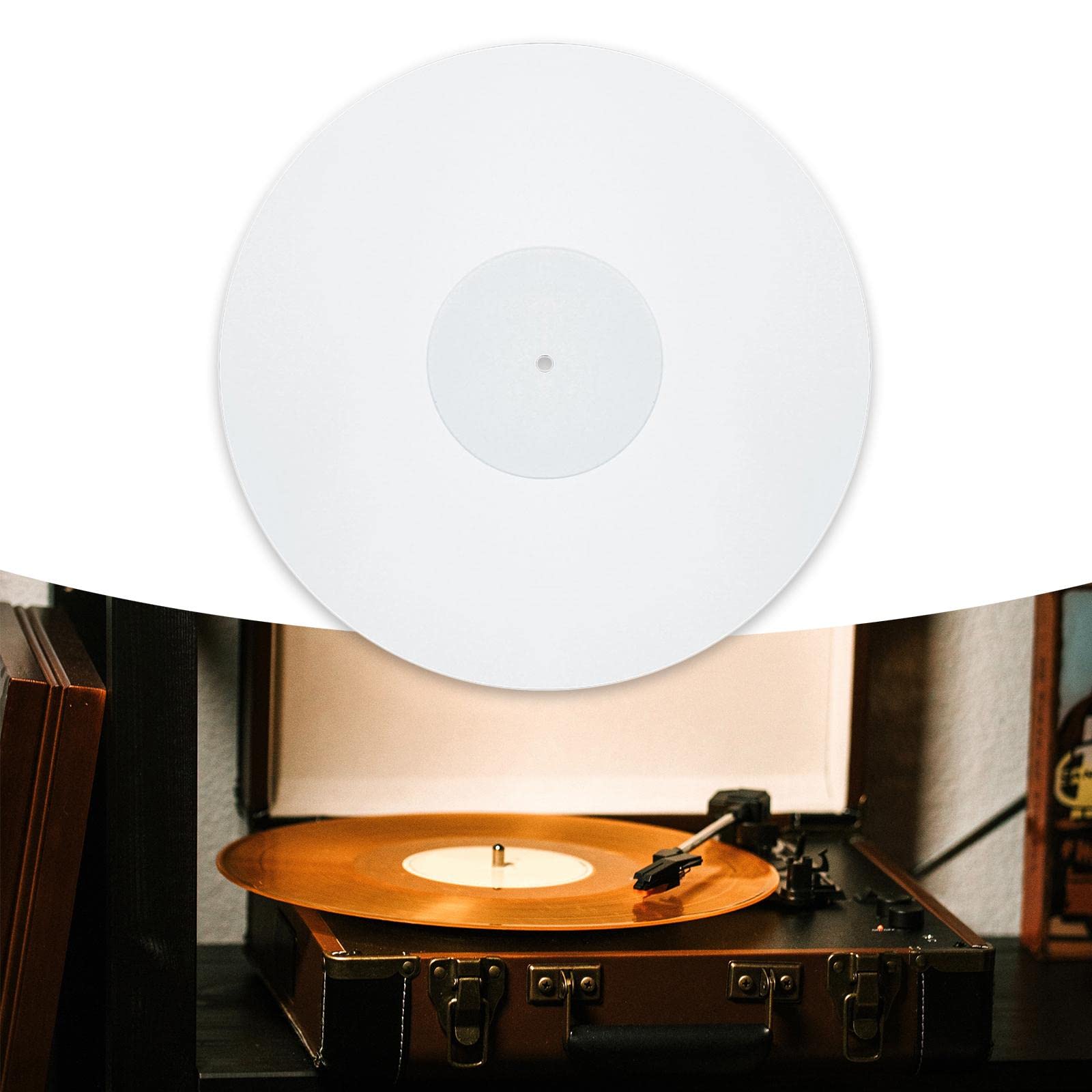 Set di 2 tappetini per giradischi in acrilico da 30,5 cm, per giradischi in vinile, bianco, diametro: 29,5 cm