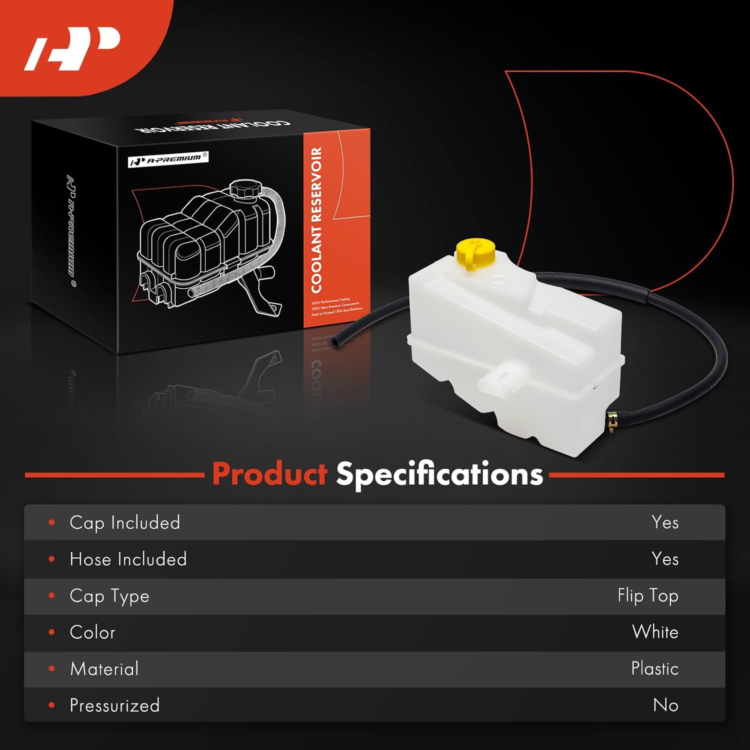 A-Premium Engine Coolant Overflow Recovery Reservoir Tank with Cap Compatible with Nissan Rogue 2008-2013 2.5L, Rogue Select 2014-2015 2.5L