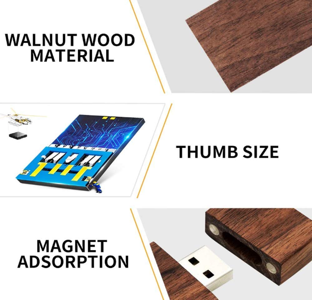 10 unidades USB 2.0 de 2GB, unidades flash a granel Anloter de madera USB Flash Drive Pack de memoria de nogal para almacenamiento de fecha de alta velocidad 2.0 (2 GB, 10 unidades de madera de nogal)