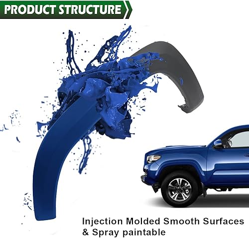 Miniatura 7 de GRAND ORANGE Guardabarros delanteros izquierdos, compatibles con Toyota Tacoma 2016 2017 2018 2019 2020 2021, juego de molduras de guardabarros y