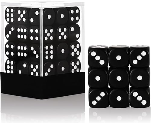 Juego de 36 dados mini de 0.472 in, 6 caras, juego de dados de color negro sólido, dados de colores estándar de 6 caras para Tenzi, Bunco o