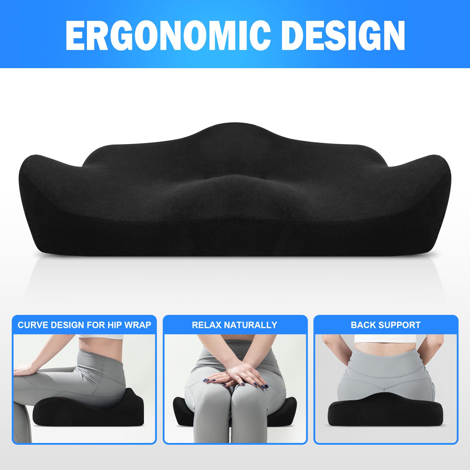 relaxonthego Truck Seat Cushion, Car Seat Cushion for Driver, Memory Foam Heightening Seat Cushion, Seat Cushion for Office Chair, Tailbone Pain Relief Cushion for Long time Driving