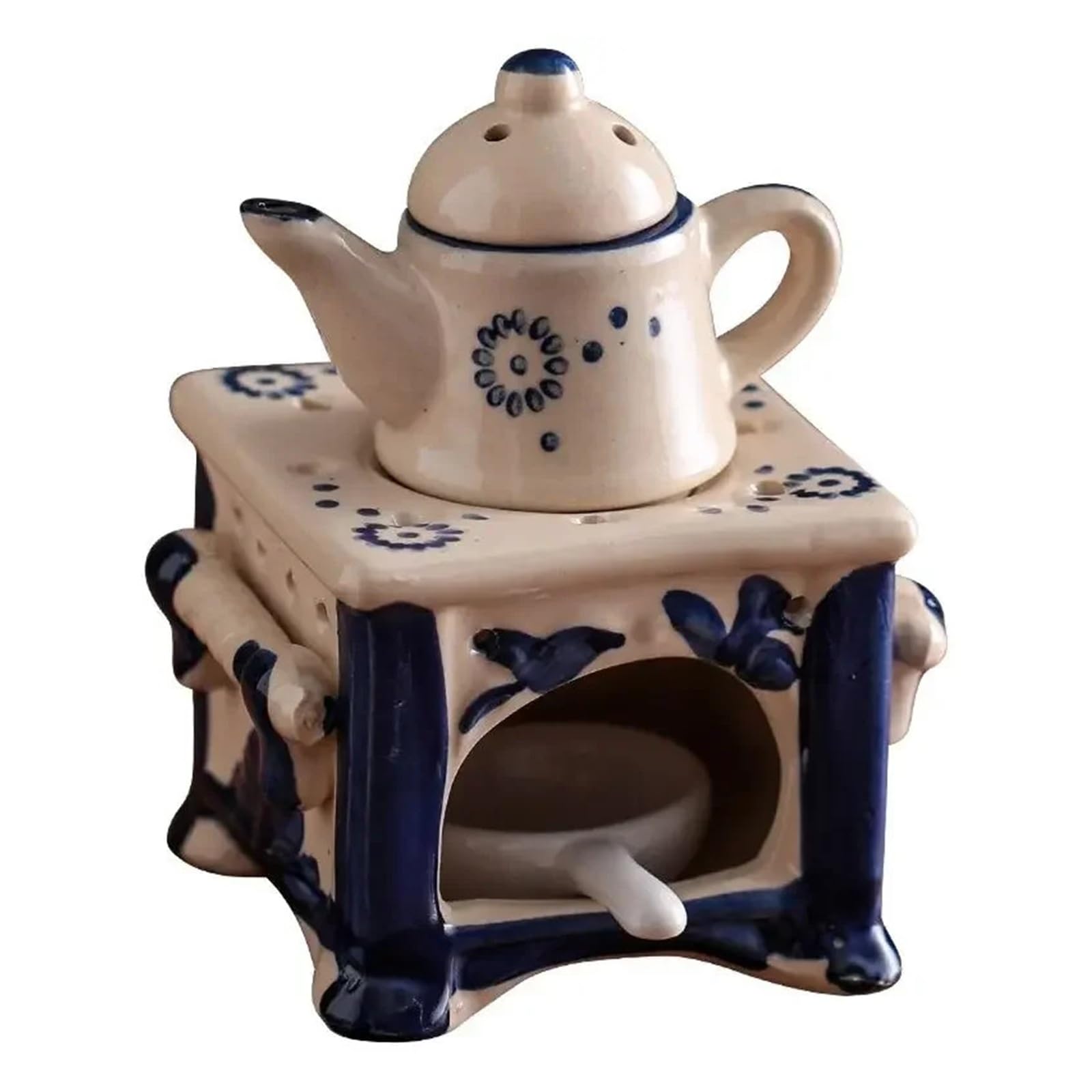Vintage Schilfrohr-Diffusor, ätherisches Ölbrenner, Teewärmer-Set