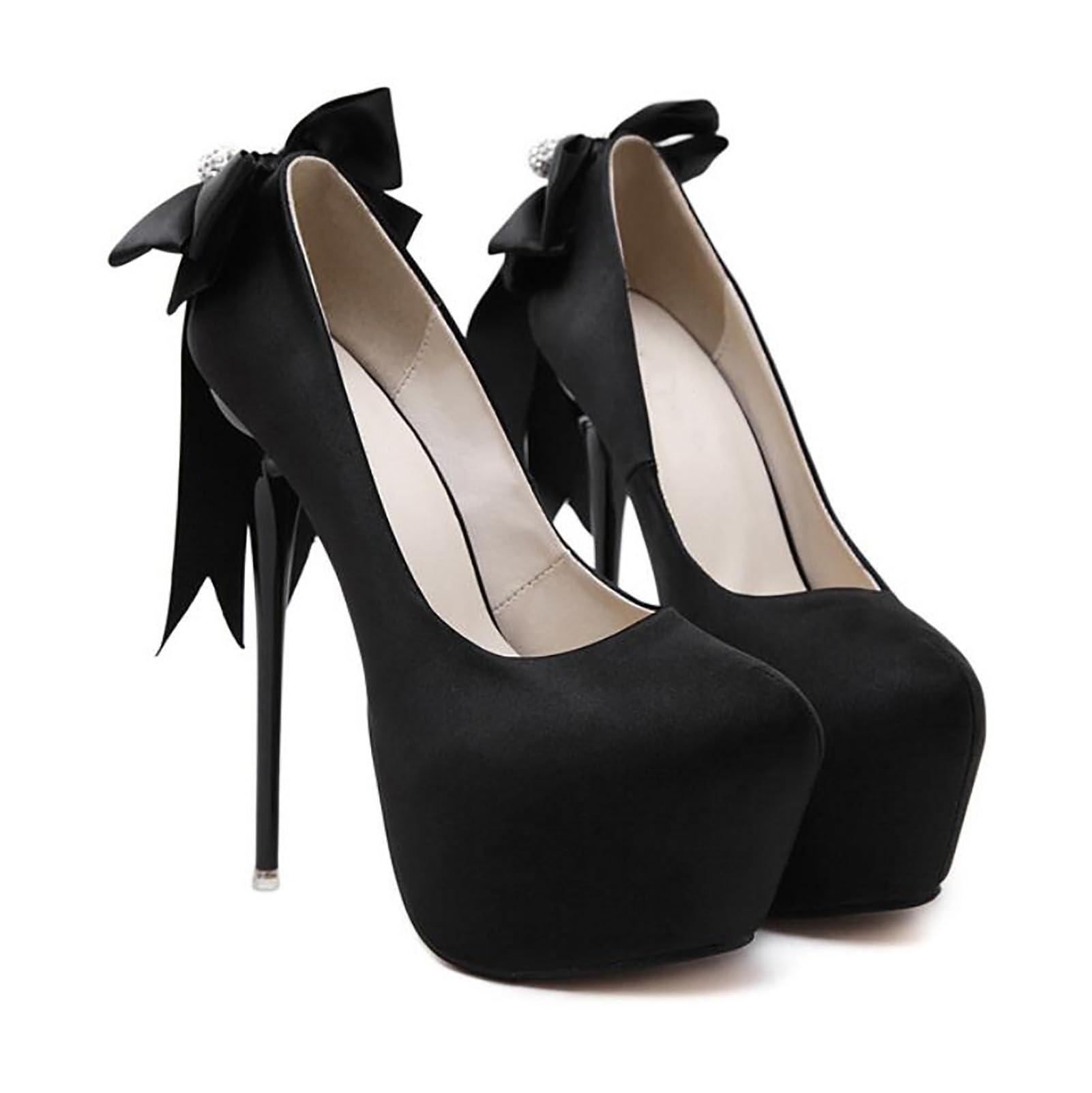 16CM / 6.30IN Tacones de Aguja súper Altos para Mujeres Pumps Mujer Oficina Flock Zapatos de Fiesta de tacón Fino Mujer Talla Grande 34-45
