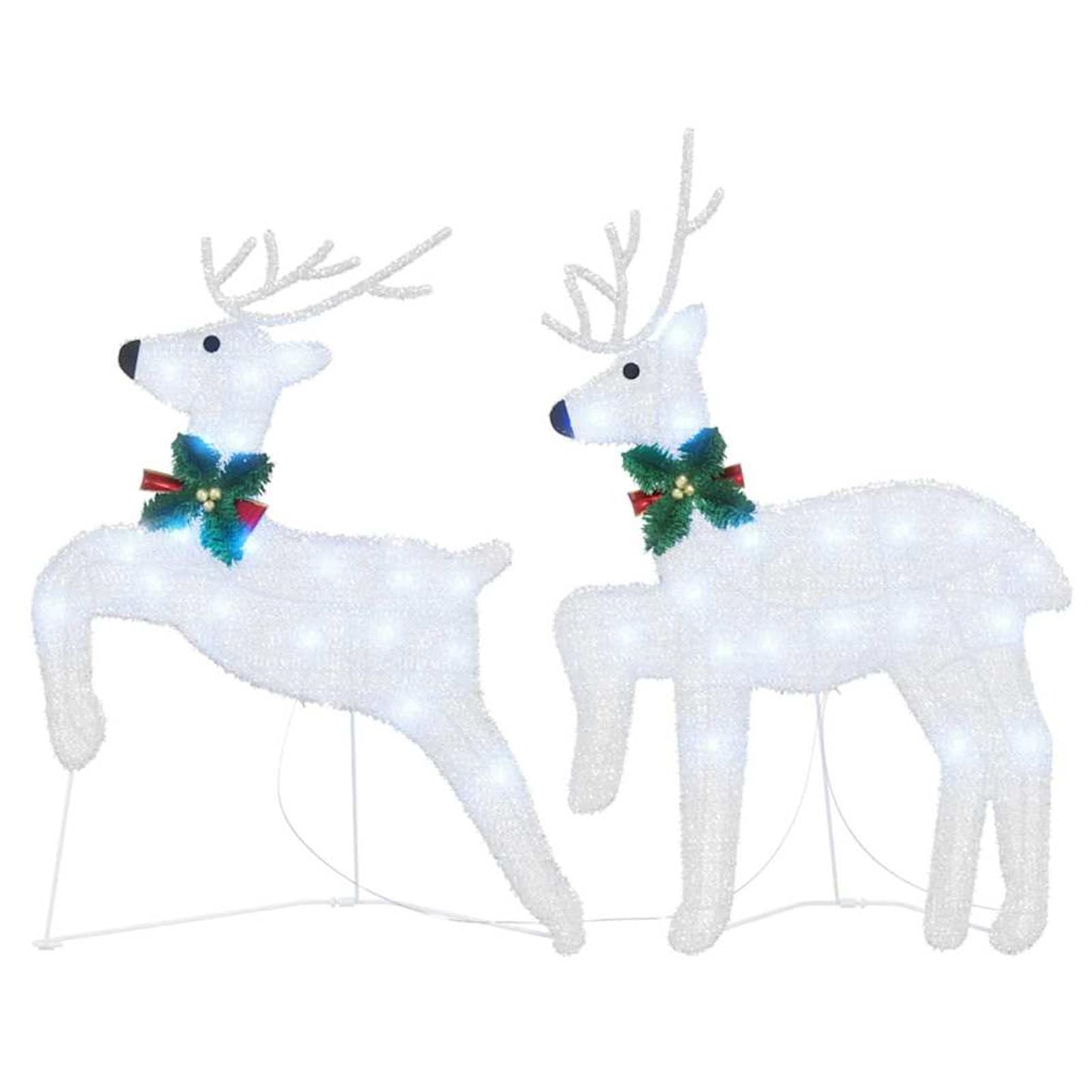 Gecheer LED Rentier Deko 2er Set, Kaltweiß Stoff Figur mit USB Betrieb, 65cm und 58cm hoch, for Weihnachtsdeko Wohnzimmer Garten Terrasse Innen Außenbereich