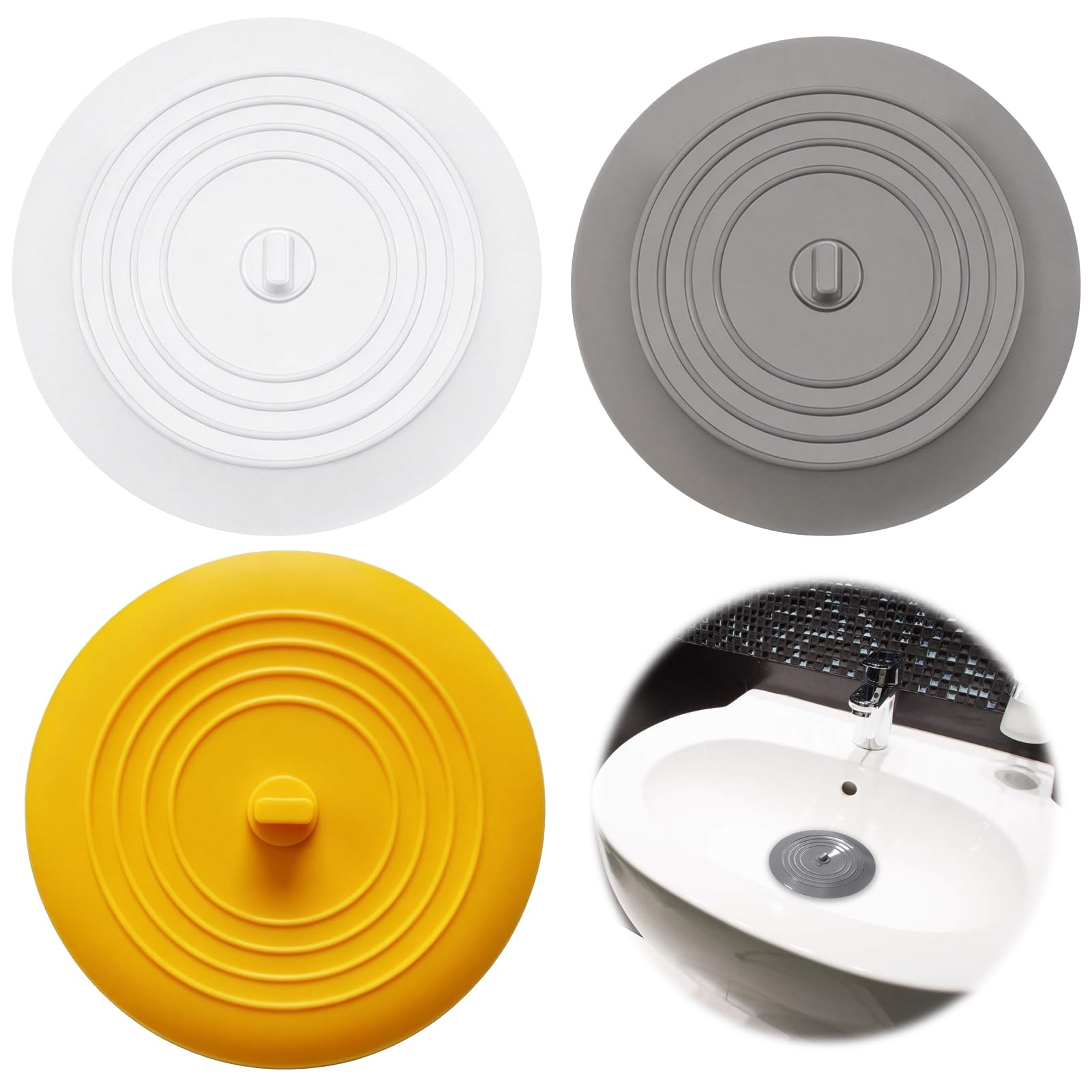 3 Stöpsel für Spülbecken, Silikon, Universal, wasserdicht, wiederverwendbar
