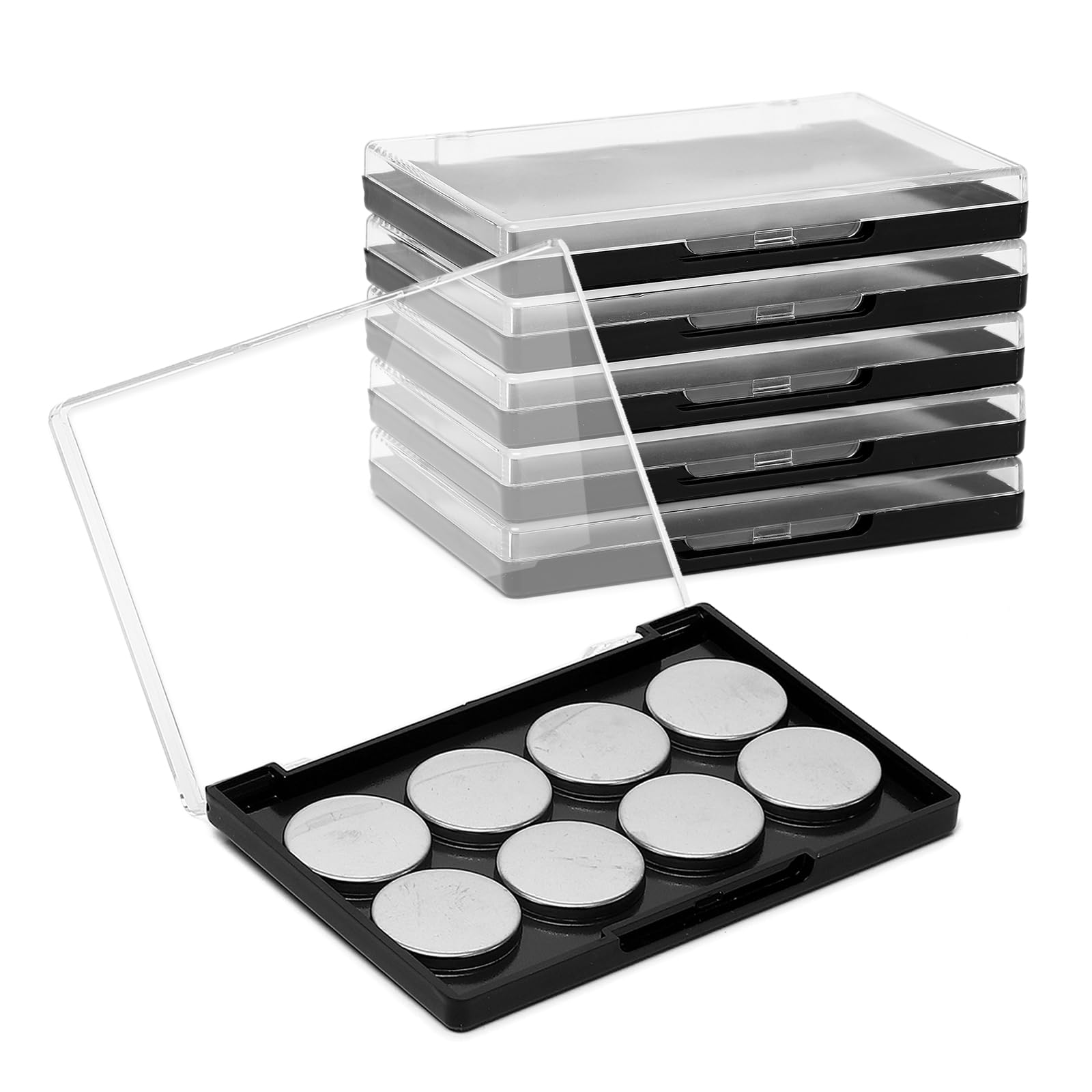 5 Pack Empty Magnetic Makeup Palette, Organizer Eyeshadow Pan with Clear Top Cosmetics Dispensing Storage Box for Lipstick Blush Powder Pigment