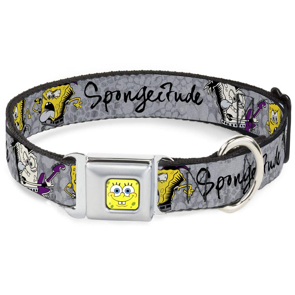 Collier pour chien Bob l'éponge gris ajustable avec boucle de ceinture de sécurité
