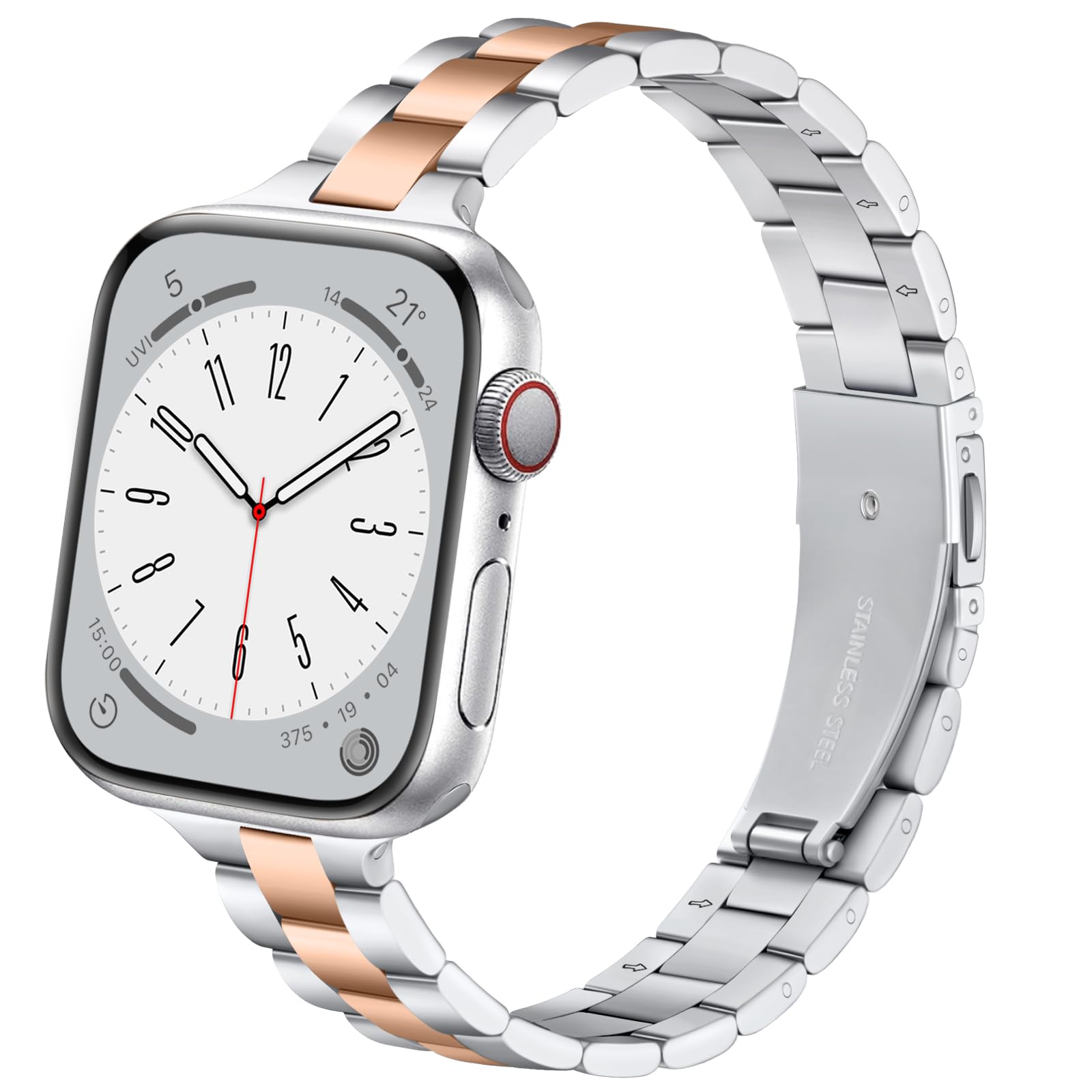 Lenrao Thin Stainless Steel Bands Compatible with Apple Watch 38mm 40mm 41mm 42mm 44mm 45mm 46mm for Women, Metal Straps for iWatch Series 11 10 9 8 7