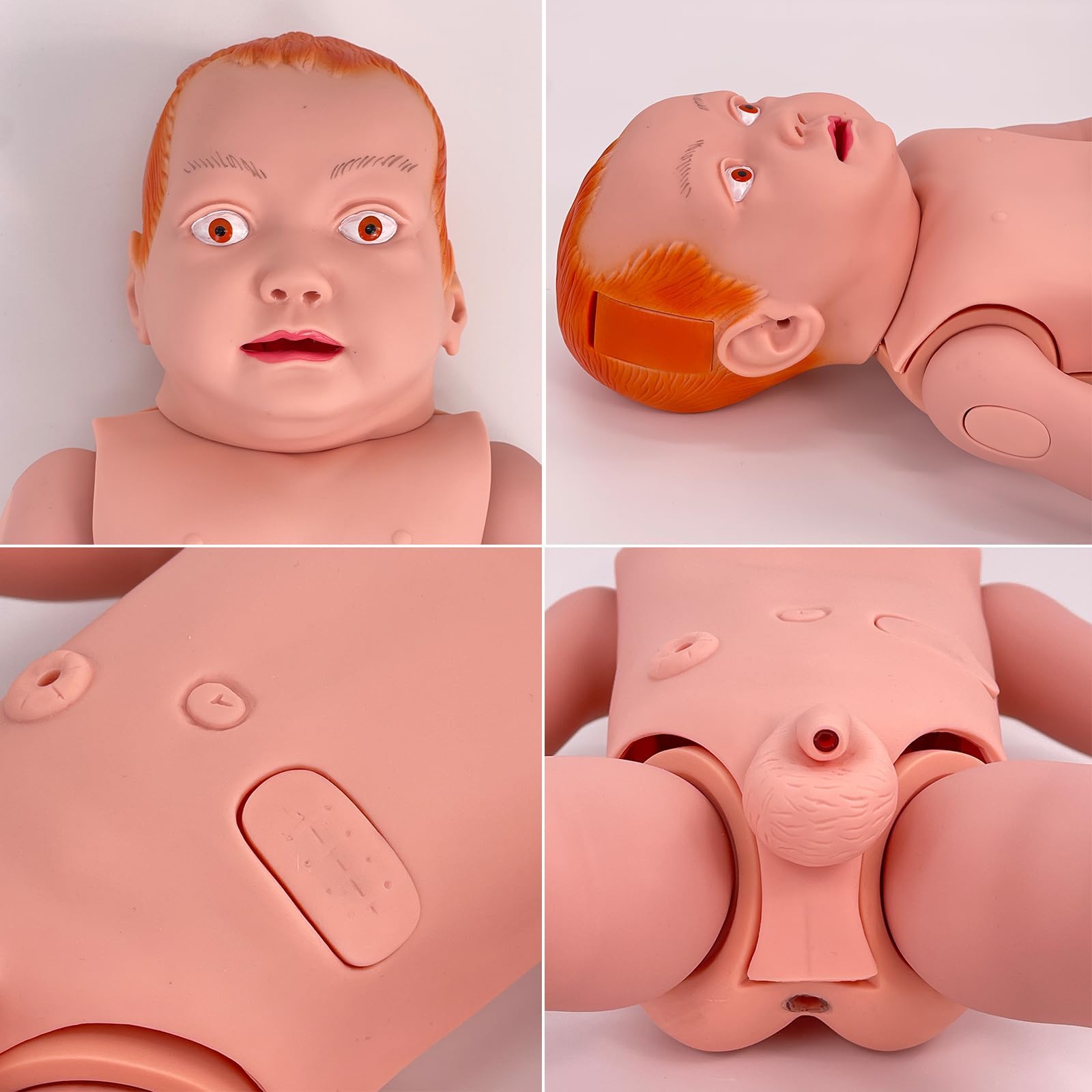 Pflegemodell für Neugeborene, Ganzkörper-Baby-Pflegepuppe mit austauschbarer Geschlechtshaut und Aufbewahrungstasche für Lehrmittel für die medizinische Ausbildung in der Krankenpflege