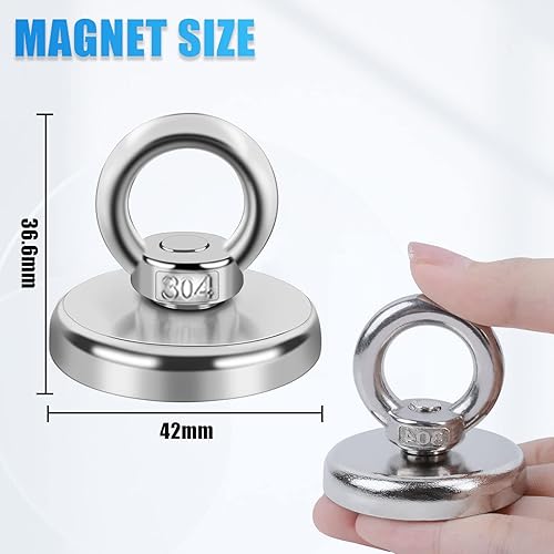 Miniatura 8 de Paquete de 10 ganchos magnéticos, imanes de disco de neodimio con agujeros avellanados con anillos, ganchos magnéticos de tierras raras de 0.984 in