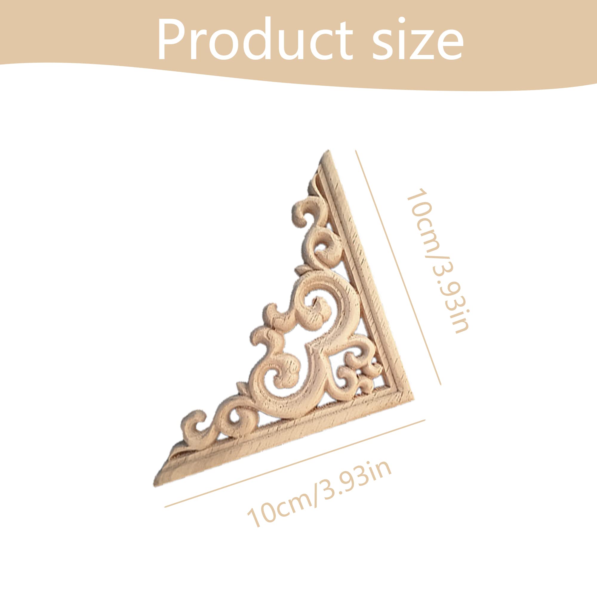 Decorazioni Applique Legno - 4 Pezzi Intagliati | Motivo Floreale | Per Mobili, Porte, Pareti - Foto 13