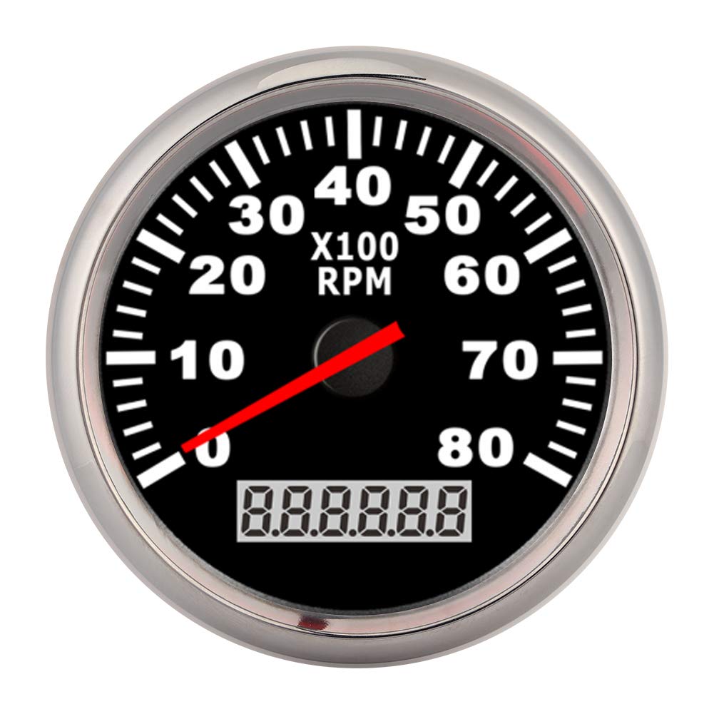 Tacómetro Digital 85mm LED 8000RPM para Coches Barcos y Generadores con Pantalla LCD y Protección IP67 Impermeable Ideal para Uso Marino y Terrestre