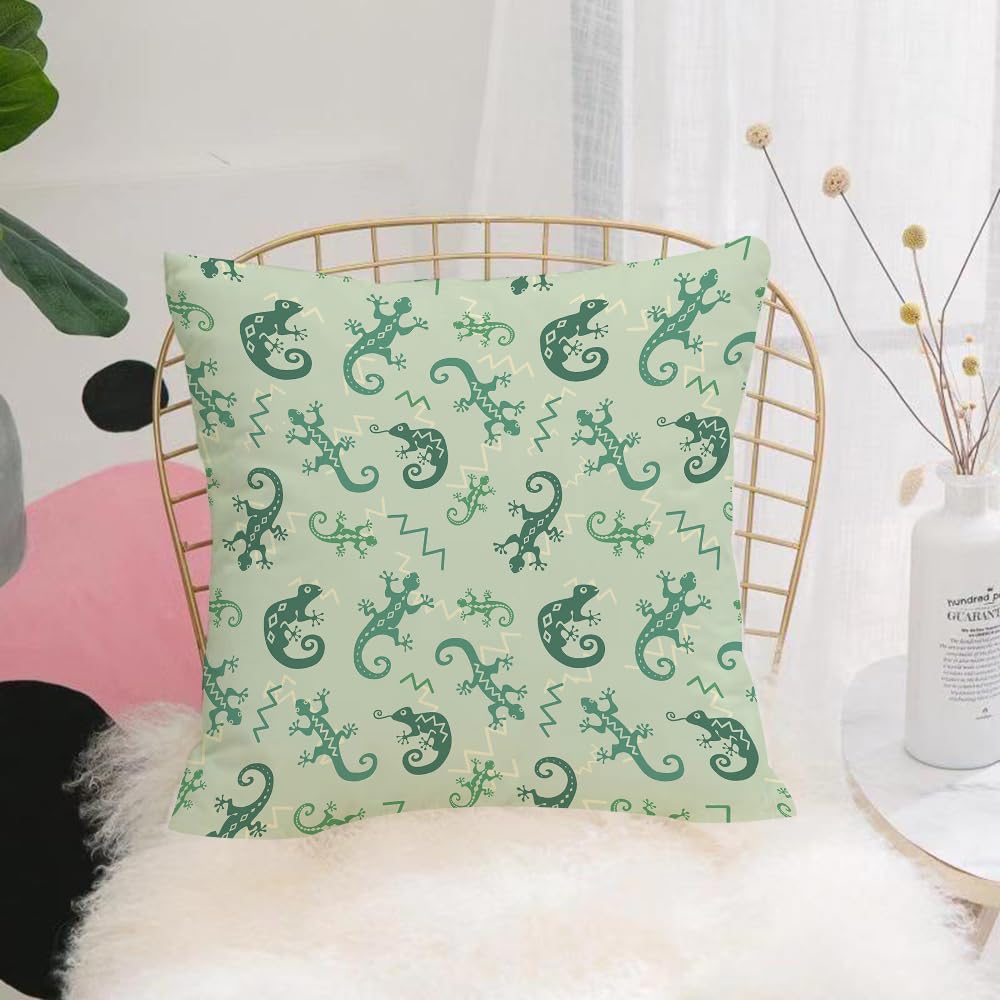 HYOSXW Cushion Cover,Throw Pillow Case Home Decorative for Living Room Bedroom Sofa Chair 16X16 Inch,Reptile,African Exotic Lizards Chameleons Leaping Illustration Nature Reptiles,Pillowcase 40X40cm