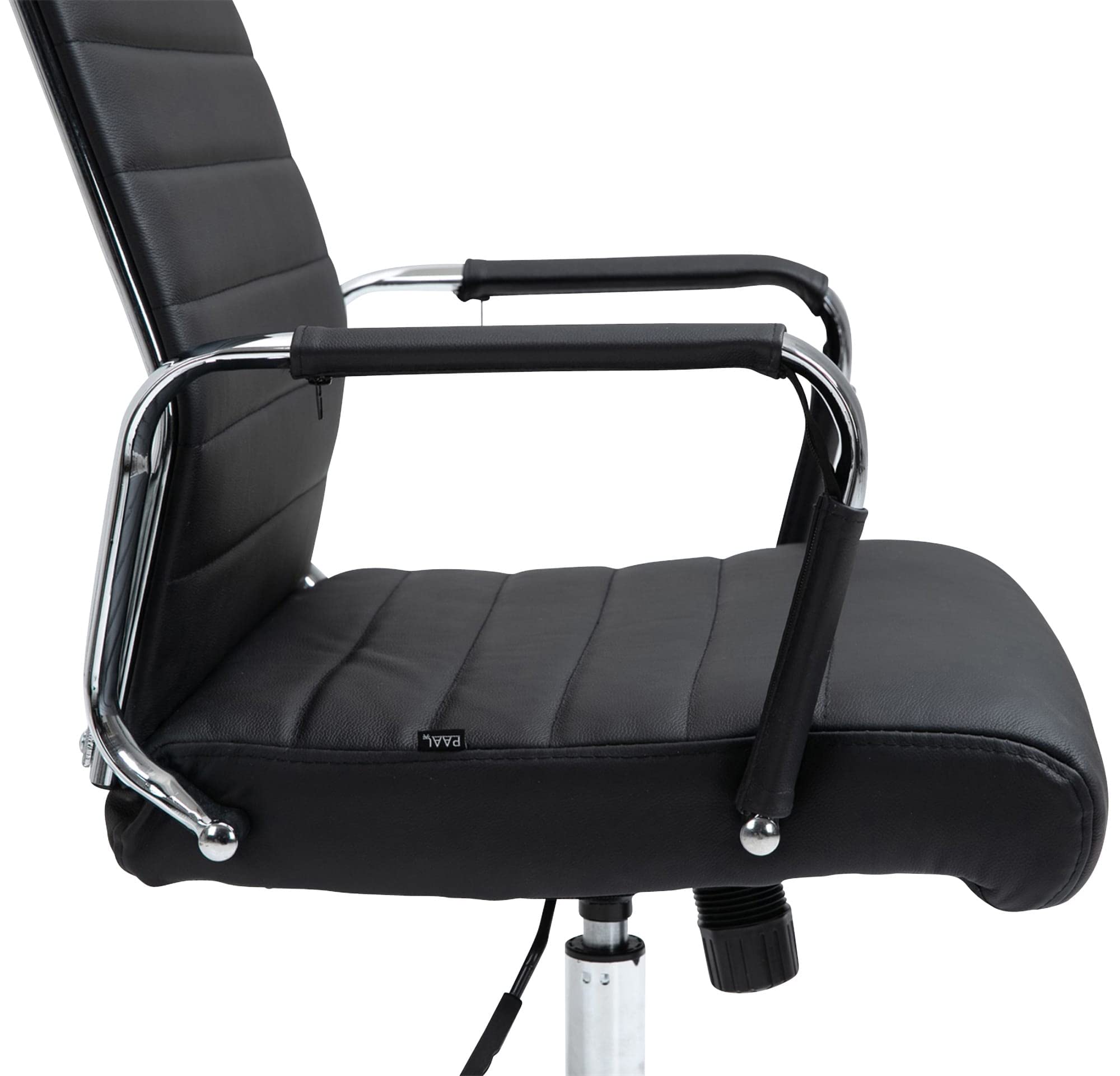 CLP Silla de Oficina ergonómica Kolumbus de Cuero auténtico, Silla de Escritorio Regulable en Altura, Capacidad de Carga hasta 150 kg Color:Negro