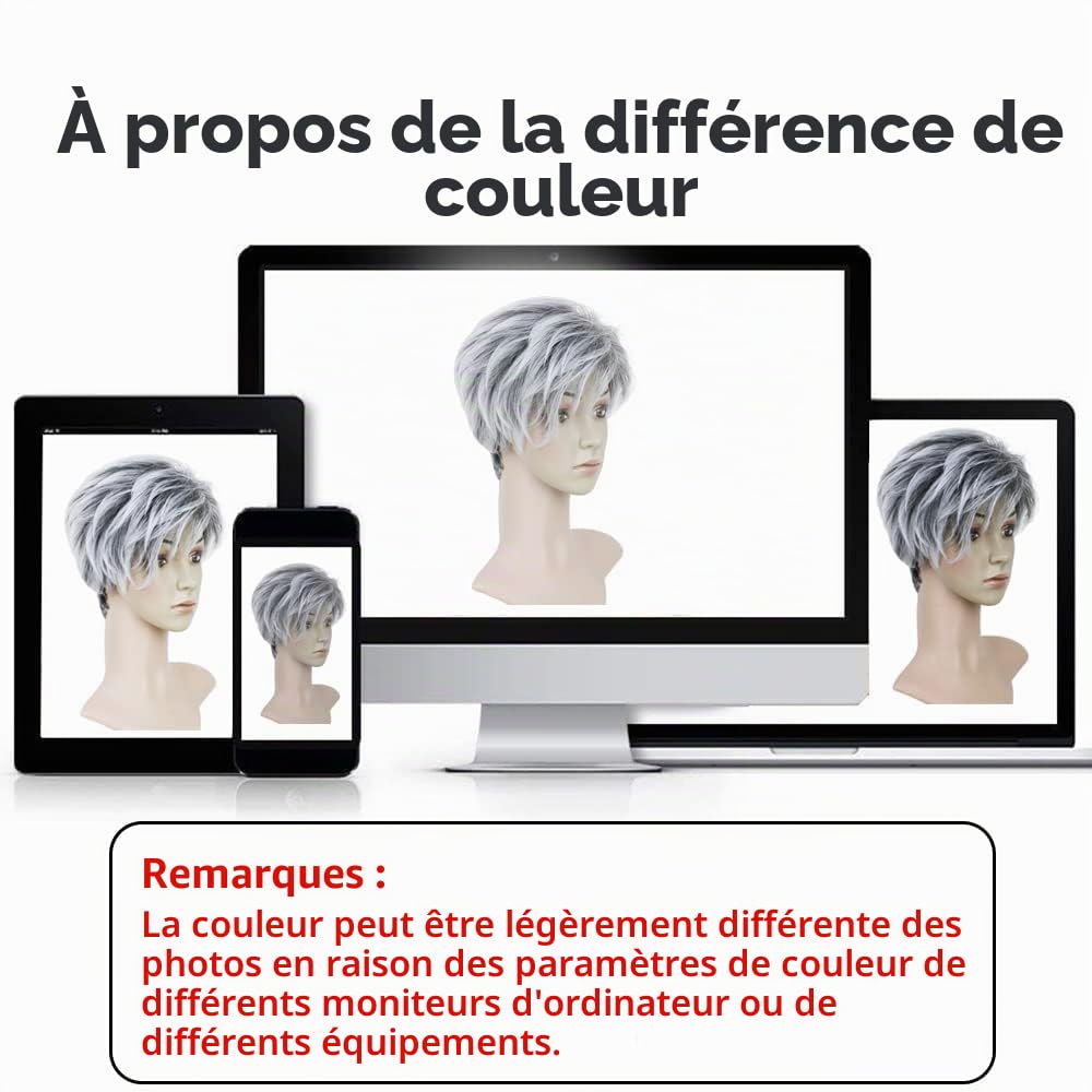 BECUS Perruque Courte Grise Ombrée pour Femme – Perruque Synthétique Naturelle avec Frange pour Usage Quotidien, Cosplay et Fête(Gris Argenté Avec Racines Noires)
