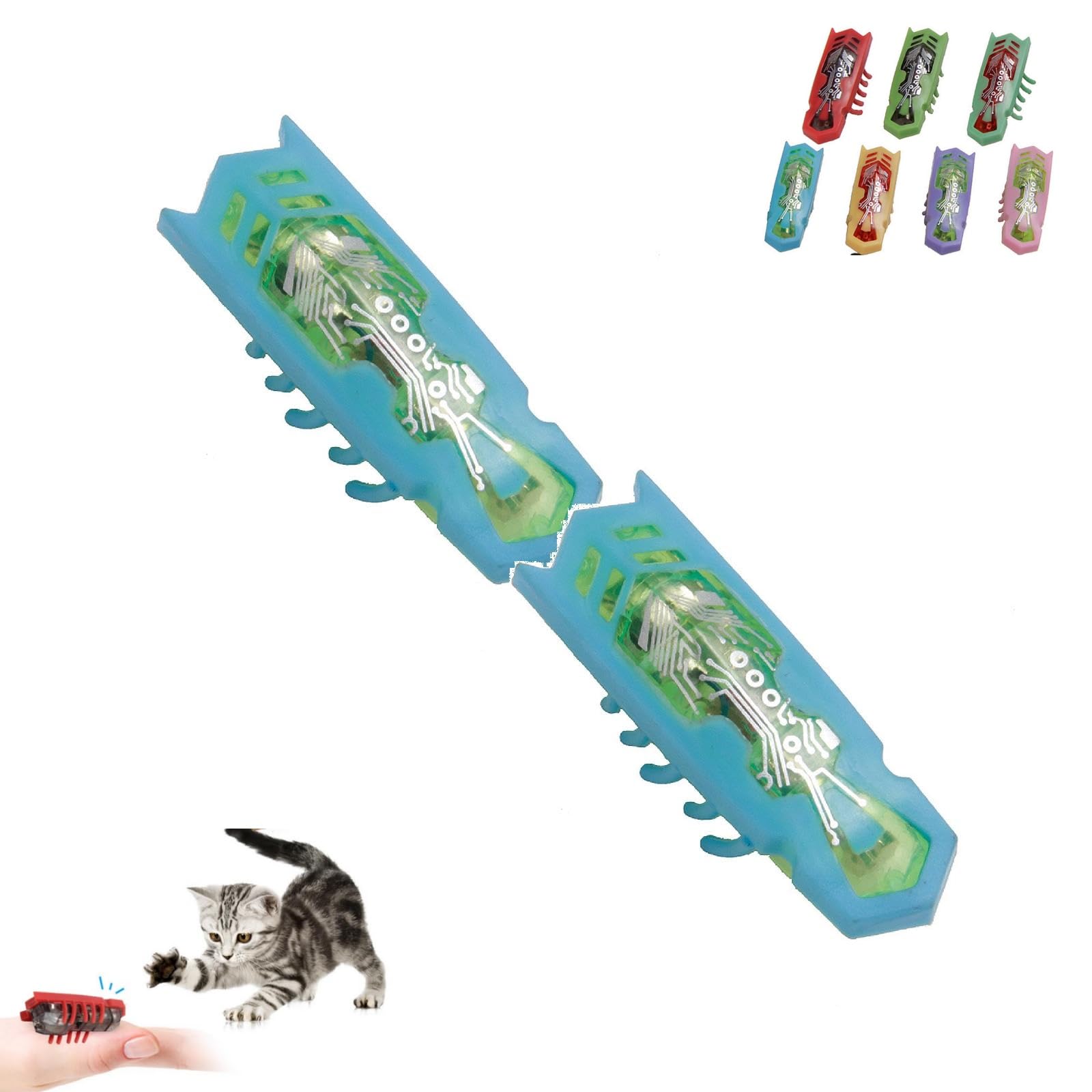 Mini Electronic Robot Beetle Funny Cat Toy,Cat Toys Interactive,Cat Bug Educational Toy for Indoor Cats Kitten Play Chase Exercise (D, 2PC)