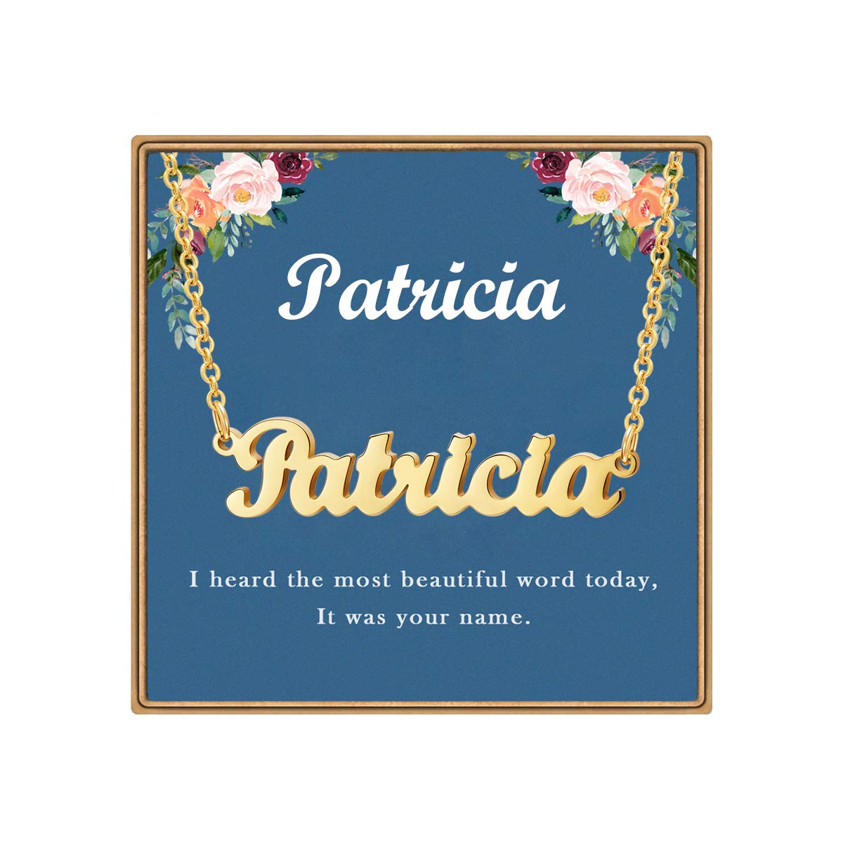 Ldurian Name Necklace Personalized, Customized Name plate necklace,14K gold Plated Personalized Dainty Name Necklace for women girl, Birthday jewelry Gift for Women