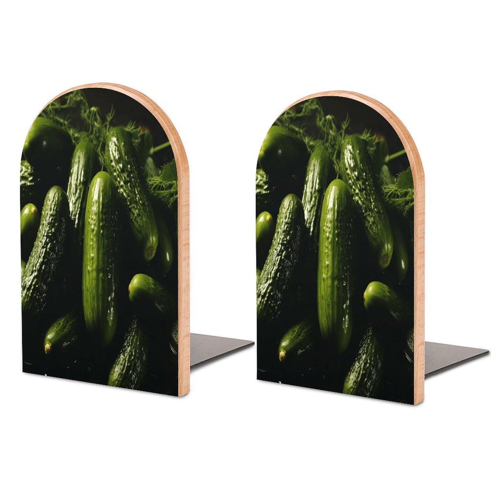 Pickle Bookend Wood Book End for Shelves Heavy Duty Non-Slip Wooden Bookend Support Universal Economy Bookends Fancy Modern Decorative Book Accessories 1 Pairs