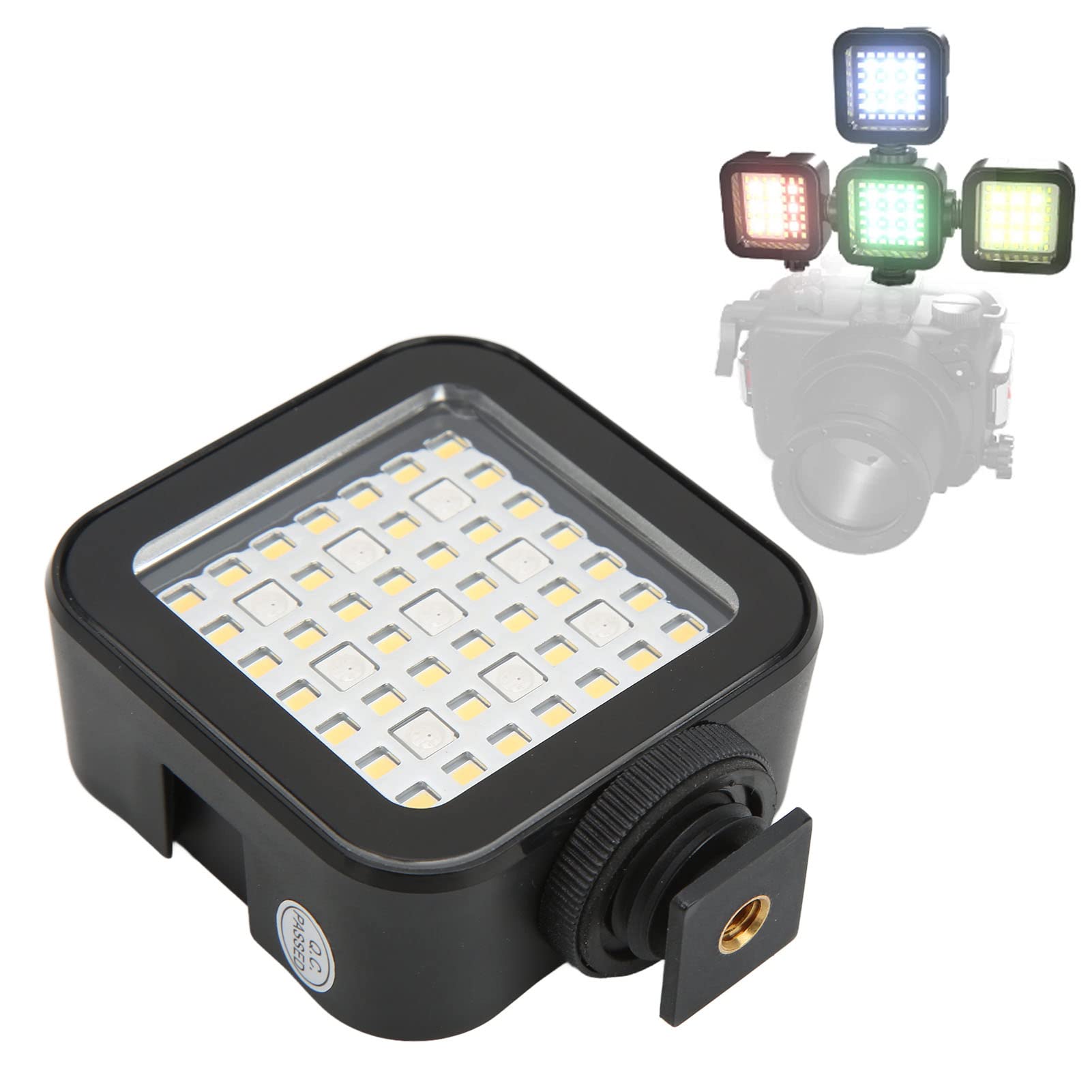 Luce Video Subacquea, Luce Video RGB ST49W 49 LED Luce di Riempimento Video Subacquea Dimmerabile Ad Alta Potenza 30 M/98 Piedi Impermeabile, Foro per Vite da 1/4'' e 3 Supporti per Scarpe Fredde, 200